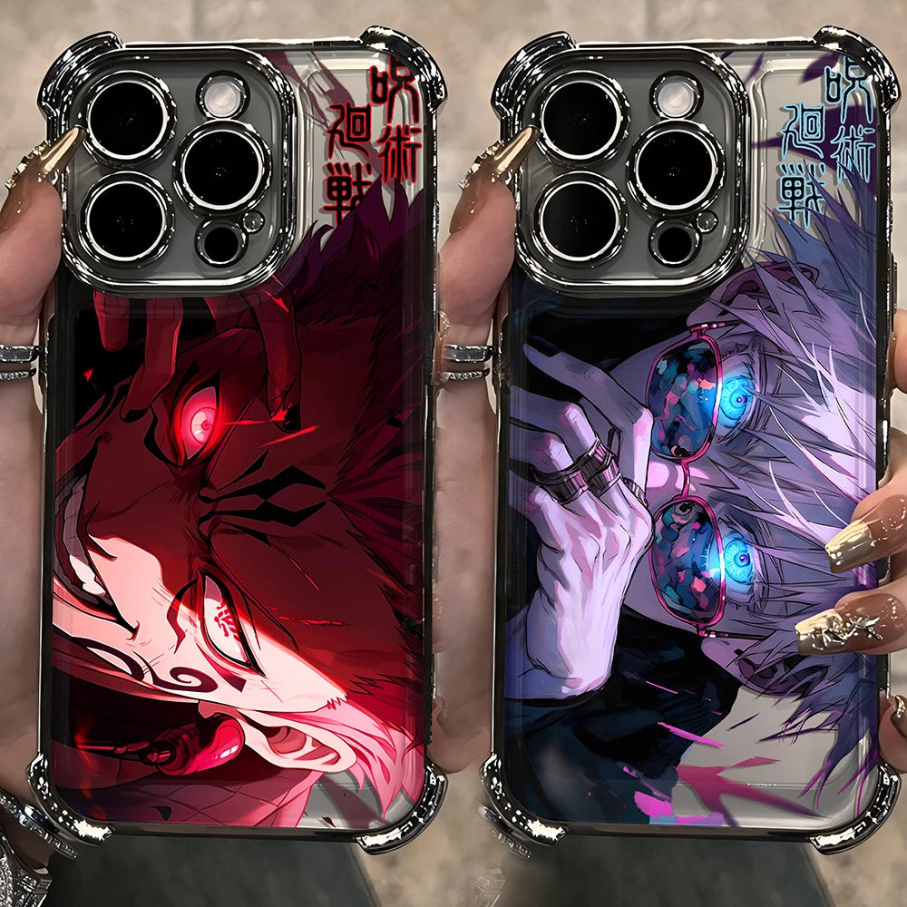 Jujutsu Kaisen Gojo Satoru New Plating Case For iPhone 16 15 14 13 12 11 Pro Max X XR XSMax 7 8 6 Plus Anti-Fall Airabag Back