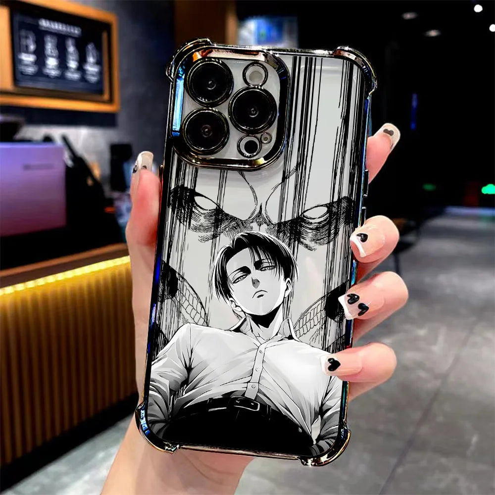 Anime Attack On Titan Levi Plating Phone Case For iPhone 17 16e 16 15 14 13 12 11 Pro Max X 7 8 Mini Air Plus Anti-Fall Airabag