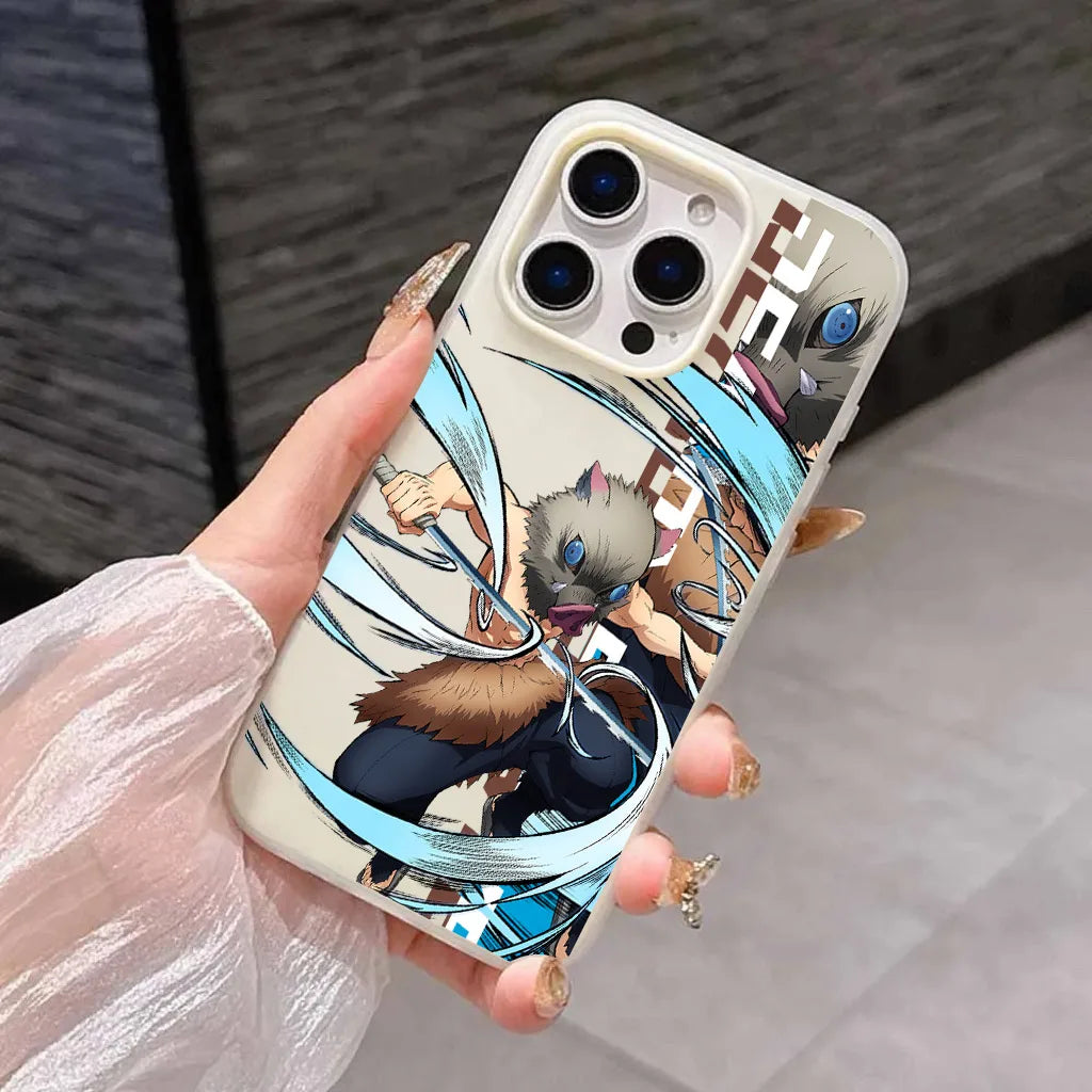 Japan Anime Demon Slayer Silicone Matte Candy Color 2 in 1 Phone Case for iPhone 17 Air 16e 16 15 14 13 Plus 12 11 Pro X XR Max