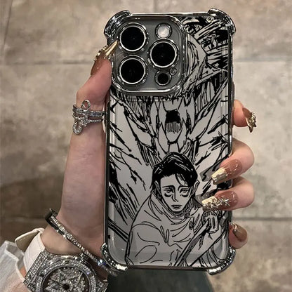 Hot Anime Jujutsu Kaisen Gojo Plating Phone Case For iPhone 16e 15 14 13 12 11 Pro Max X XR XSMax 7 8 6 Plus Anti-Fall Airabag