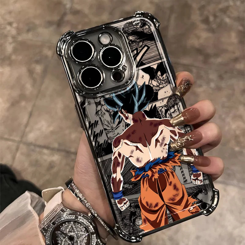 Hot Anime Plating Phone Case For iPhone 17 17e 16e 16 15 14 13 12 11 ProMax X XR Mini Air Plus Anti-Fall Airabag D-Dragons Balls