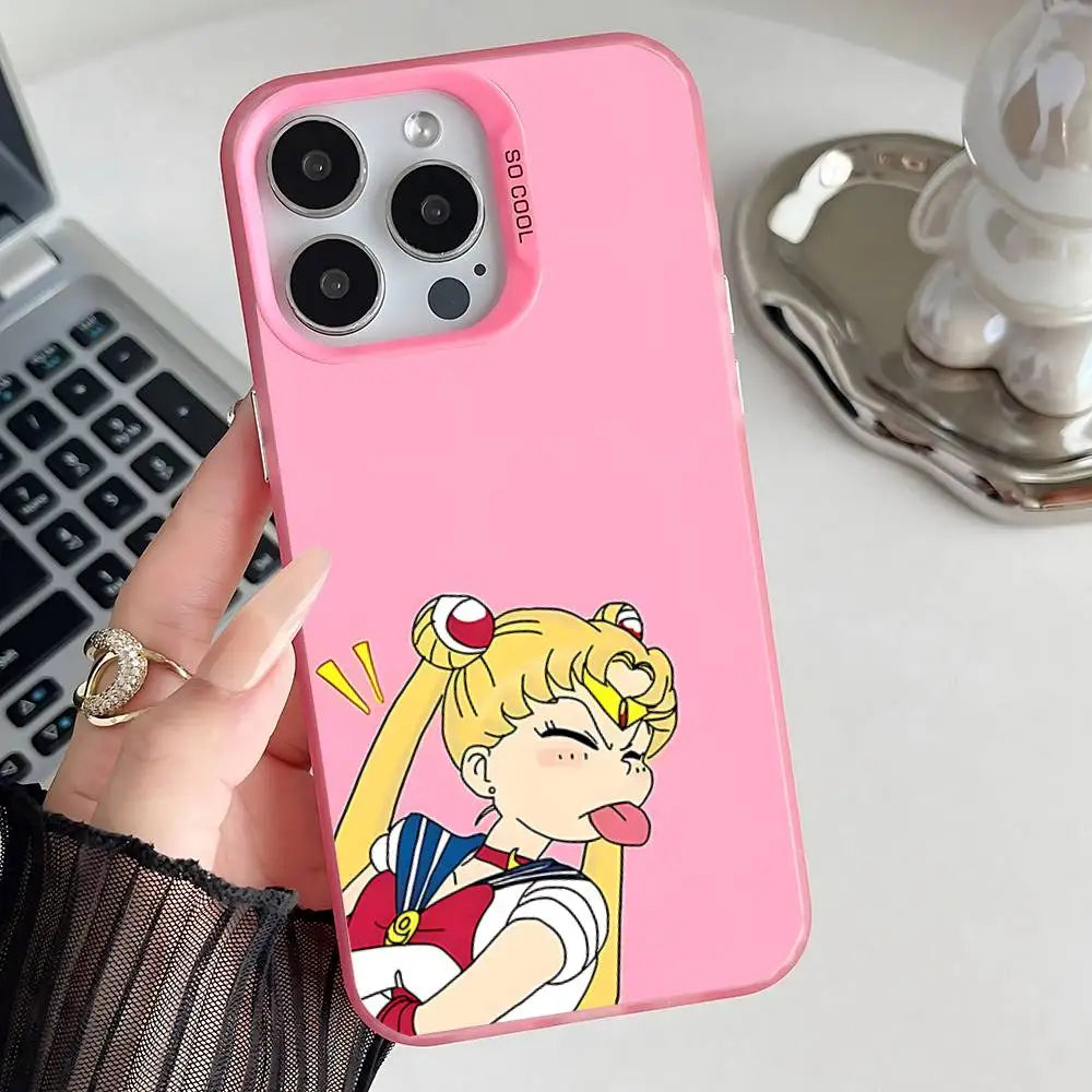 Phone Case For iPhone 17,16,15,14,13,12,11,Pro,XS,Max,Plus,Mini,SE Anime S-Sailor-M-Moon Pink Candy Matte Shockproof Cover