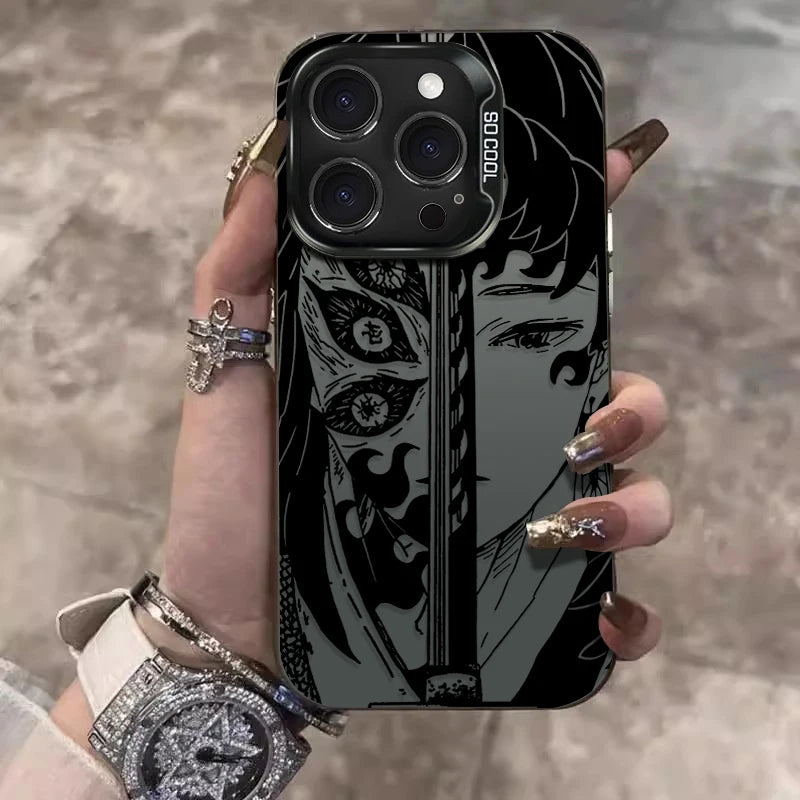 Trendy Anime Demon Slayer Frosted Case for iPhone 17 Air 16 E 15 14 Plus 13 12 Mini 11 Pro Max Acrylic Sheet Silicone Hard Cover