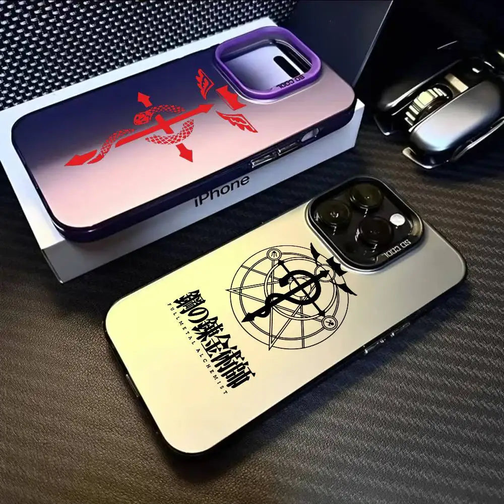 Phone Case F-Fullmetal Alchemist Logo For iPhone 17 16 15 14 13 12 11 Pro Max Black Purple Matte Laser Metallic Aurora Funda