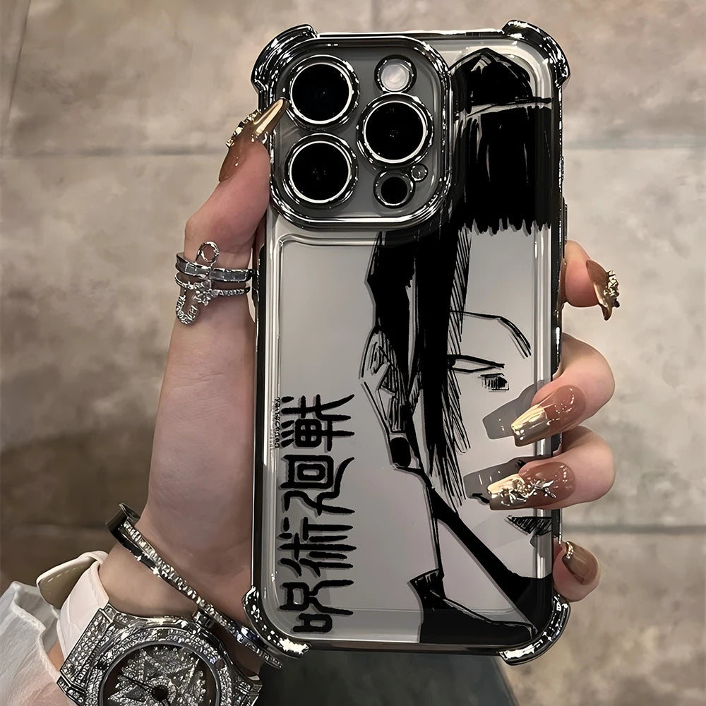 Jujutsu Kaisen Gojo Satoru New Plating Case For iPhone 16 15 14 13 12 11 Pro Max X XR XSMax 7 8 6 Plus Anti-Fall Airabag Back