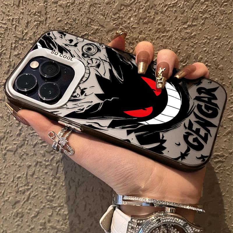 Cartoon P-Pokemon Gengar Plating Phone Case for iPhone 17 16 15 14 13 12 11 Pro Max Plus 17 Air 16E X XR XS Max Back Cover