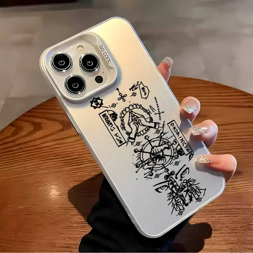 Anime J-Jujutsu Kaisen Phone Case For iPhone 16 15 14 13 12 11 Plus Pro Max multicolor Aurora laser Shockproof Funda Cover