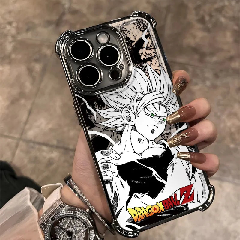 Black Comics D-Dragons Plating Phone Case For iPhone 17 17e 16e 16 15 14 13 12 11 ProMax Mini Air Plus Anti-Fall Airabag B-Balls