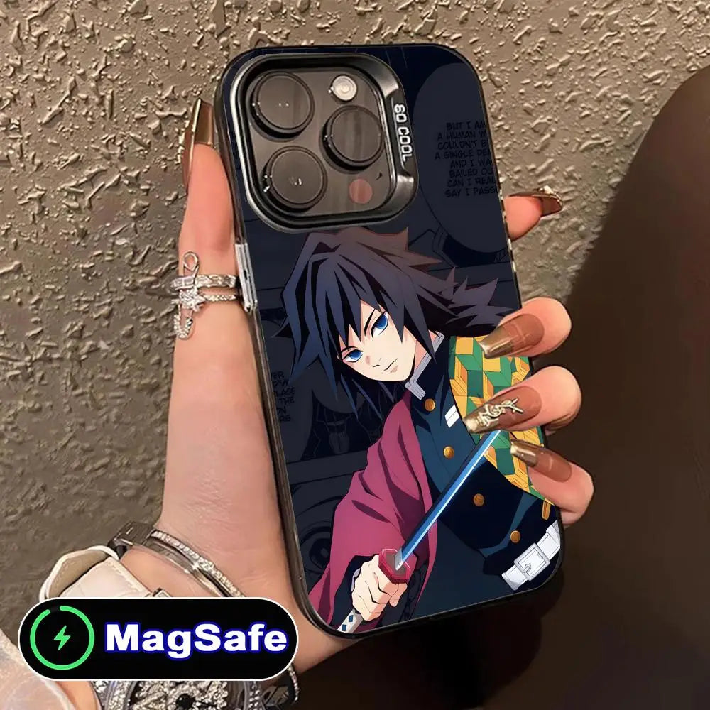 Demon Slayer Giyu Tomioka Phone Case for iPhone 16 15 14 13 12 11 Pro Max Plus MagSafe Translucent Colour Protective Cover