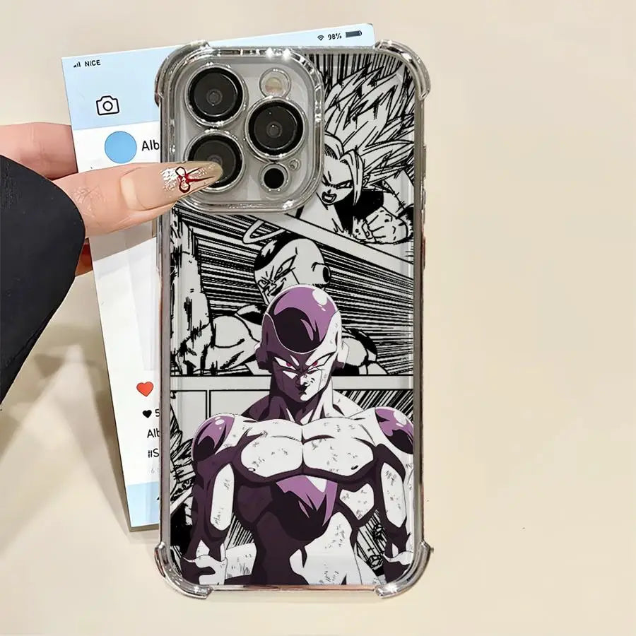 Dragons Balls Friezas Gokus Plating Phone Case For iPhone 17 17e 16e 16 15 14 13 12 11 Pro Max Mini Air Plus Anti-Fall Airabag