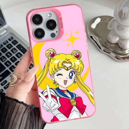 Phone Case For iPhone 17,16,15,14,13,12,11,Pro,XS,Max,Plus,Mini,SE Anime S-Sailor-M-Moon Pink Candy Matte Shockproof Cover