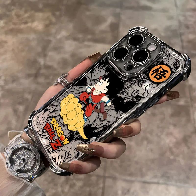 Luxury D-Dragons G-Gokus Plating Phone Case For iPhone 17 17e 16e 16 15 14 13 12 11 Pro Max XSMax Mini Air Plus Anti-Fall Balls
