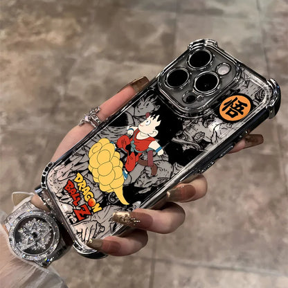 Luxury D-Dragons G-Gokus Plating Phone Case For iPhone 17 17e 16e 16 15 14 13 12 11 Pro Max XSMax Mini Air Plus Anti-Fall Balls