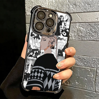 Tokyo Revengers Anime Plating Phone Case For iPhone 16 17 Pro Max Air 17E 16E 14 15 Plus 12 13 11 Anti-Fall Protection Cover