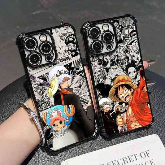 Anime Gear 5 LuffyS Ones Pieces Plating Phone Case For iPhone 17 17e 16e 16 15 14 13 12 11 Pro Max X XR Mini Air Plus Anti-Fall
