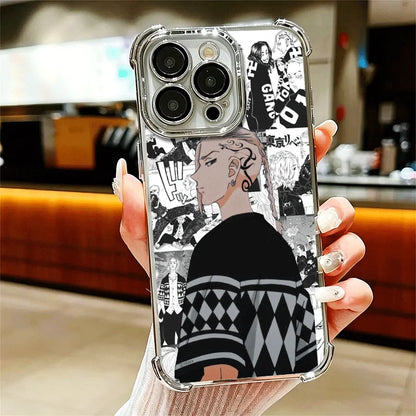Tokyo Revengers Anime Plating Phone Case For iPhone 16 17 Pro Max Air 17E 16E 14 15 Plus 12 13 11 Anti-Fall Protection Cover