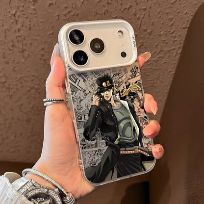Anime J-JOJO Cool Phone Case For iPhone 17 16 15 14 13 12 11 Pro Max Air multicolor Matte Laser Metallic Aurora Funda