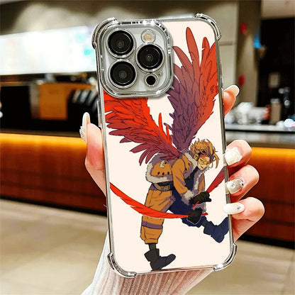 MHA My Hero Hawks Soft Phone Case For iPhone 15 16 17 Air 14 Pro Max 16E Plus 13 12 Mini Plating Anti-Fall Fundas