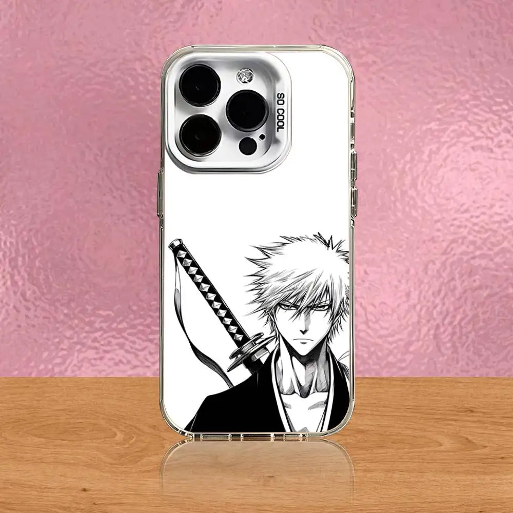 Anime B-Bleach Kurosaki Ichigo Phone Case For iPhone 16,15,14,13,12,11,Pro,XS,Max,Plus,Mini,SE White Candy Matte Shockproof Case