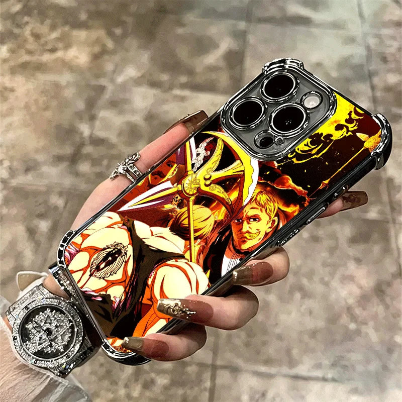 Seven D-Deadlys Sins Escanor Soft Phone Case For iPhone 15 16 17 Air 14 Pro Max 16E Plus 13 12 Mini Plating Anti-Fall Fundas