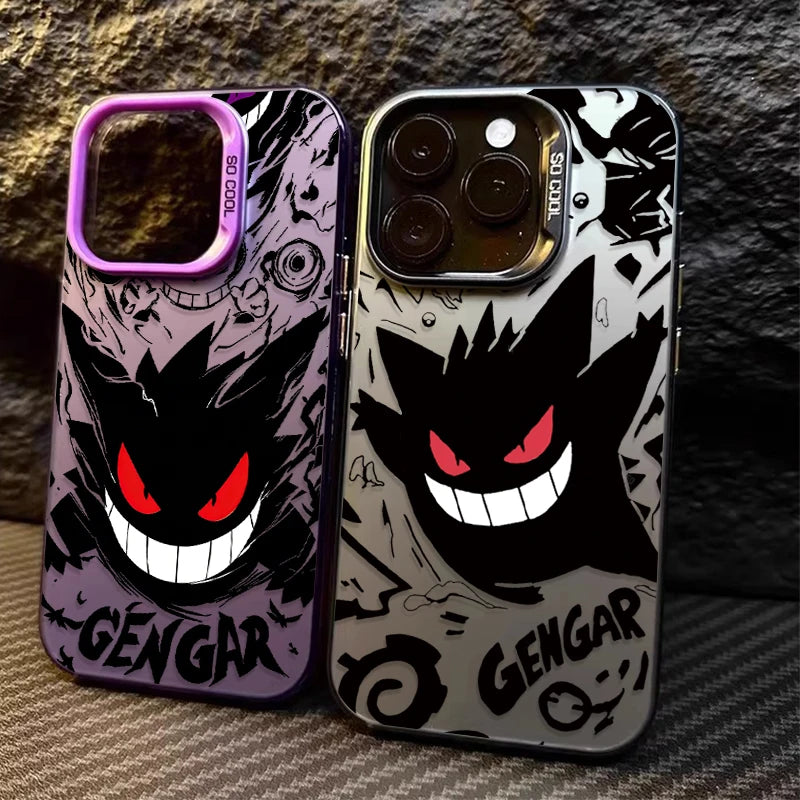 Cartoon P-Pokemon Gengar Plating Phone Case for iPhone 17 16 15 14 13 12 11 Pro Max Plus 17 Air 16E X XR XS Max Back Cover