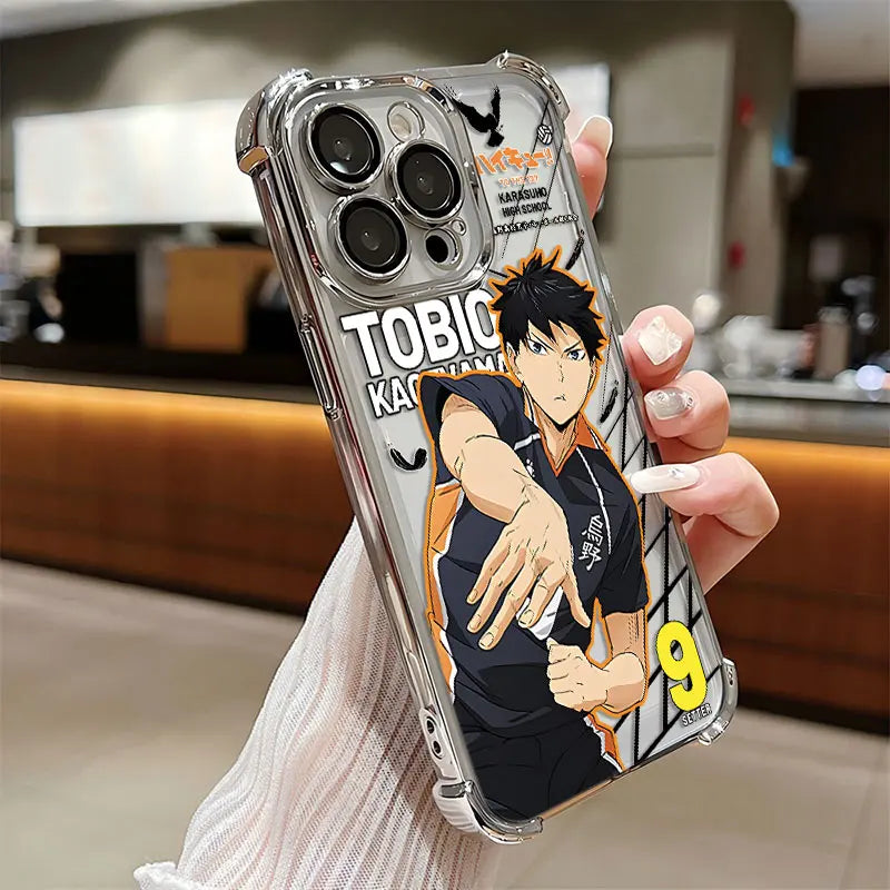 Anime Haikyuu Shoyo Hinata Plating Case For iPhone 16 15 14 13 12 11 Pro Max X XR XSMax 7 8 Plus Anti-Fall Airabag Back Cover