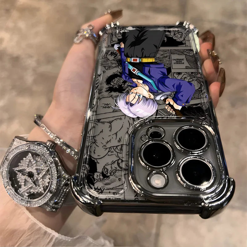 Hot Anime Plating Phone Case For iPhone 17 17e 16e 16 15 14 13 12 11 ProMax X XR Mini Air Plus Anti-Fall Airabag D-Dragons Balls