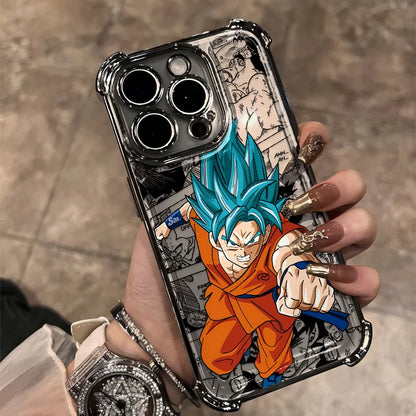 Hot Anime Plating Phone Case For iPhone 17 17e 16e 16 15 14 13 12 11 ProMax X XR Mini Air Plus Anti-Fall Airabag D-Dragons Balls