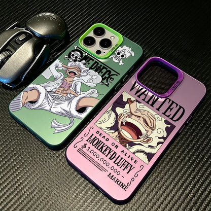 Luffys Nika Wanted Phone Case for iPhone 17 Air 16 16e 15 14 Plus 13 12 11 Pro Max X Xs XR 8 Colorful Silver Hard Cover