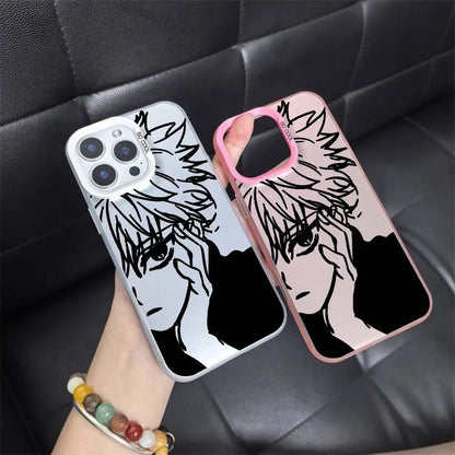 1pc Anime Killua Hunter X Hunter Phone Case Laser IMD Color Silver Shell For IPhone 17 16 15 14 13 12 11 Air Pro Max Plus