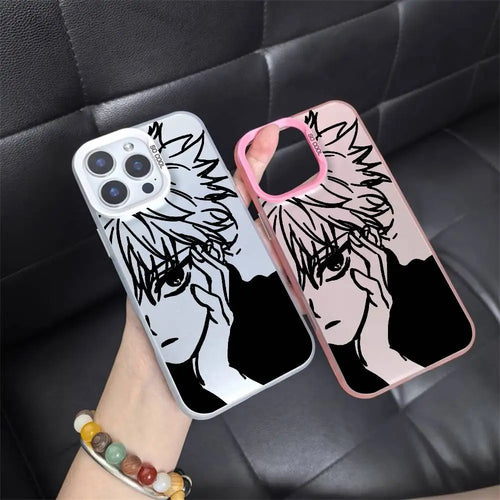 1pc Anime Killua Hunter X Hunter Phone Case Laser IMD Color Silver Shell For IPhone 17 16 15 14 13 12 11 Air Pro Max Plus