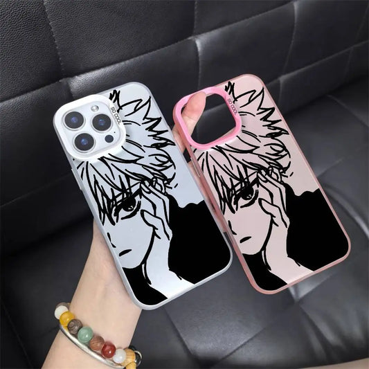 1pc Anime Killua Hunter X Hunter Phone Case Laser IMD Color Silver Shell For IPhone 17 16 15 14 13 12 11 Air Pro Max Plus