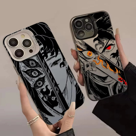 Trendy Anime Demon Slayer Frosted Case for iPhone 17 Air 16 E 15 14 Plus 13 12 Mini 11 Pro Max Acrylic Sheet Silicone Hard Cover