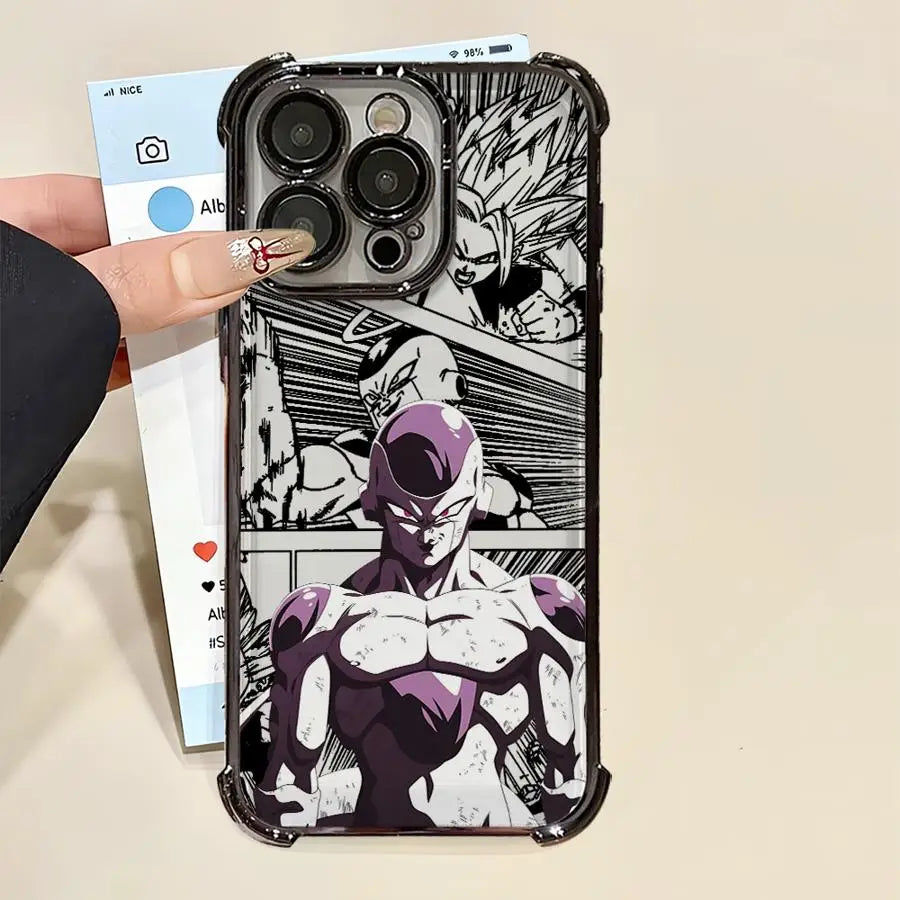 Dragons Balls Friezas Gokus Plating Phone Case For iPhone 17 17e 16e 16 15 14 13 12 11 Pro Max Mini Air Plus Anti-Fall Airabag