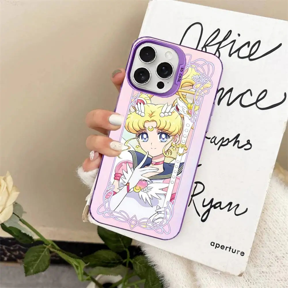 Anime S-Sailor M-Moon Phone Case For iPhone 17 16 15 14 13 12 11 Pro Max Color Black Matte Cover