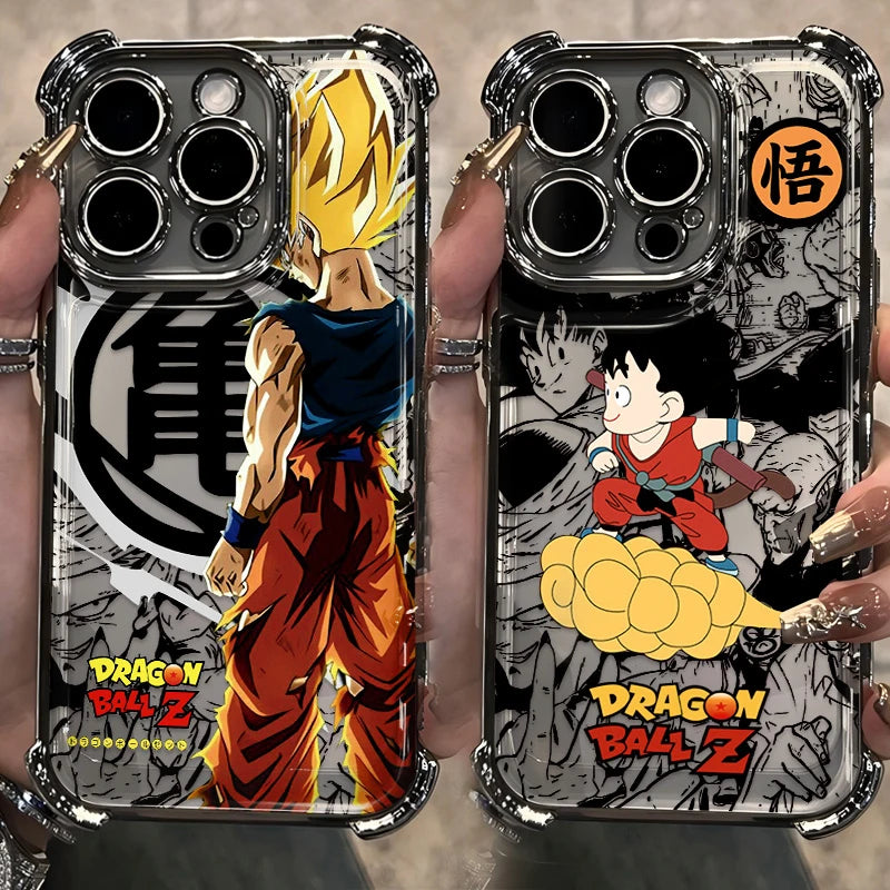 Luxury D-Dragons G-Gokus Plating Phone Case For iPhone 17 17e 16e 16 15 14 13 12 11 Pro Max XSMax Mini Air Plus Anti-Fall Balls