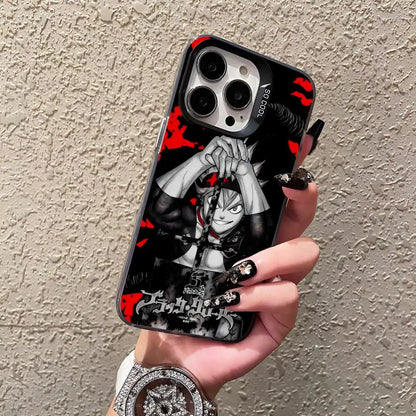 Asta Cartoon B-Black Clover Phone Case For IPhone17 Air 16 15 14 Plus 13 12 11 Pro 7 8 XS Max XR Silver Black Bumper Case
