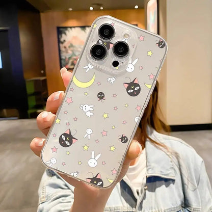 1pc Cute S-Sailor-Moon Phone Case For IPhone 17 16 15 14 13 12 11 Pro Max Air Soft Cover Transparent Silicone Soft Case