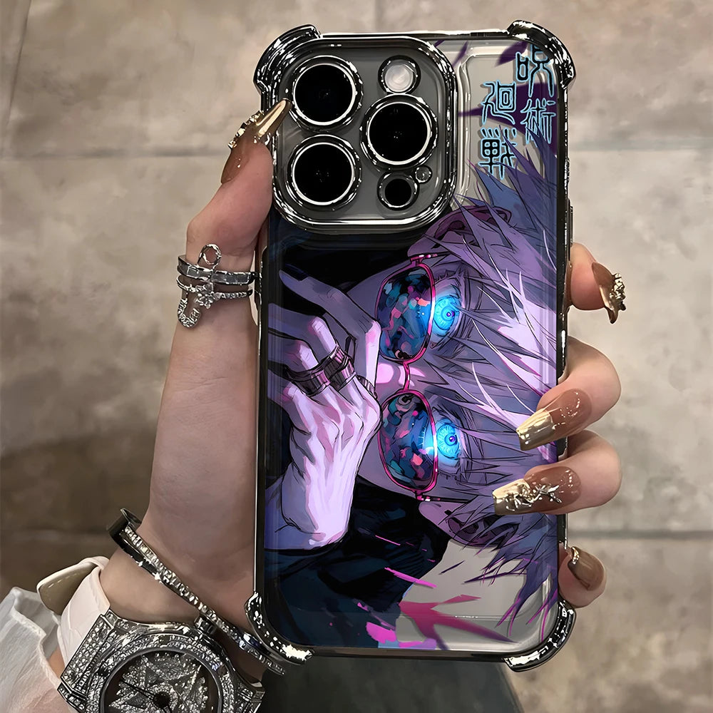 Jujutsu Kaisen Gojo Satoru New Plating Case For iPhone 16 15 14 13 12 11 Pro Max X XR XSMax 7 8 6 Plus Anti-Fall Airabag Back