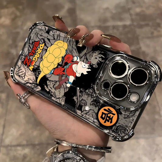 Luxury D-Dragons G-Gokus Plating Phone Case For iPhone 17 17e 16e 16 15 14 13 12 11 Pro Max XSMax Mini Air Plus Anti-Fall Balls
