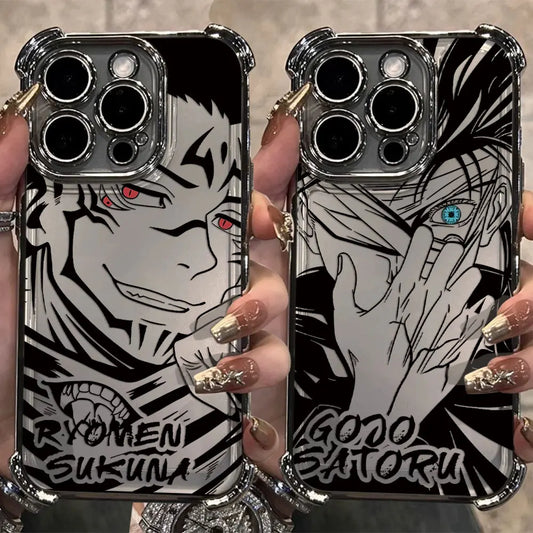 Anime Jujutsu Kaisen Gojo Plating Case For iPhone 16 15 14 13 12 11 Pro Max X XR XSMax 7 8 Plus Anti-Fall Airabag Back Cover