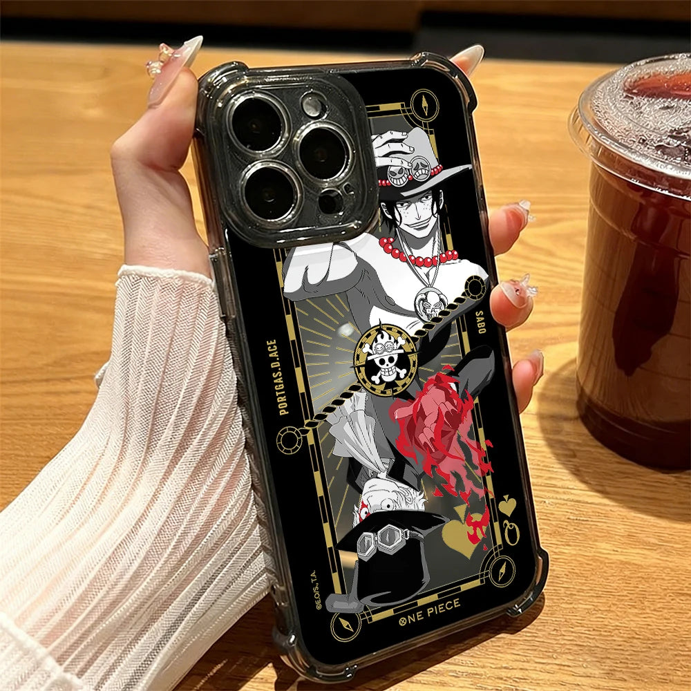 One Luffies Z-Zoroe Pieces Phone Case for iPhone 17 Air 16 16e 15 14 Plus 13 12 11 Pro Max X Xs XR 8 Black Clear Anti Drop Cover