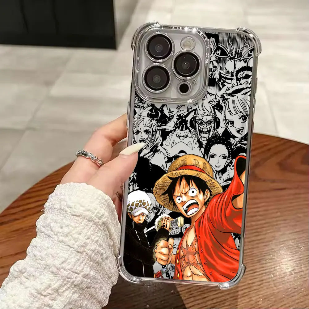 Anime Gear 5 LuffyS Ones Pieces Plating Phone Case For iPhone 17 17e 16e 16 15 14 13 12 11 Pro Max X XR Mini Air Plus Anti-Fall