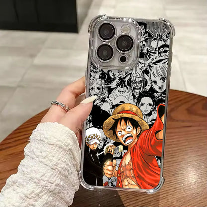 Anime Gear 5 LuffyS Ones Pieces Plating Phone Case For iPhone 17 17e 16e 16 15 14 13 12 11 Pro Max X XR Mini Air Plus Anti-Fall