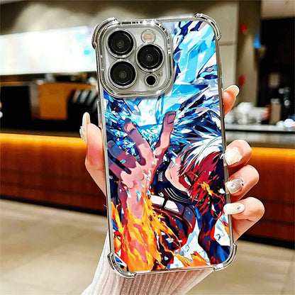 MHA My Hero Todoroki Shoto Soft Phone Case For iPhone 15 16 17 Air 14 Pro Max 16E Plus 13 12 Mini Plating Anti-Fall Fundas