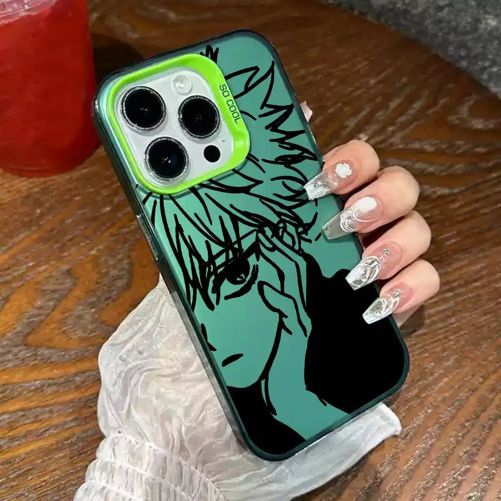 1pc Anime Killua Hunter X Hunter Phone Case Laser IMD Color Silver Shell For IPhone 17 16 15 14 13 12 11 Air Pro Max Plus
