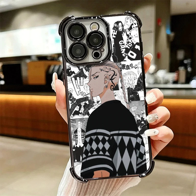 Tokyo Revengers Anime Plating Phone Case For iPhone 16 17 Pro Max Air 17E 16E 14 15 Plus 12 13 11 Anti-Fall Protection Cover
