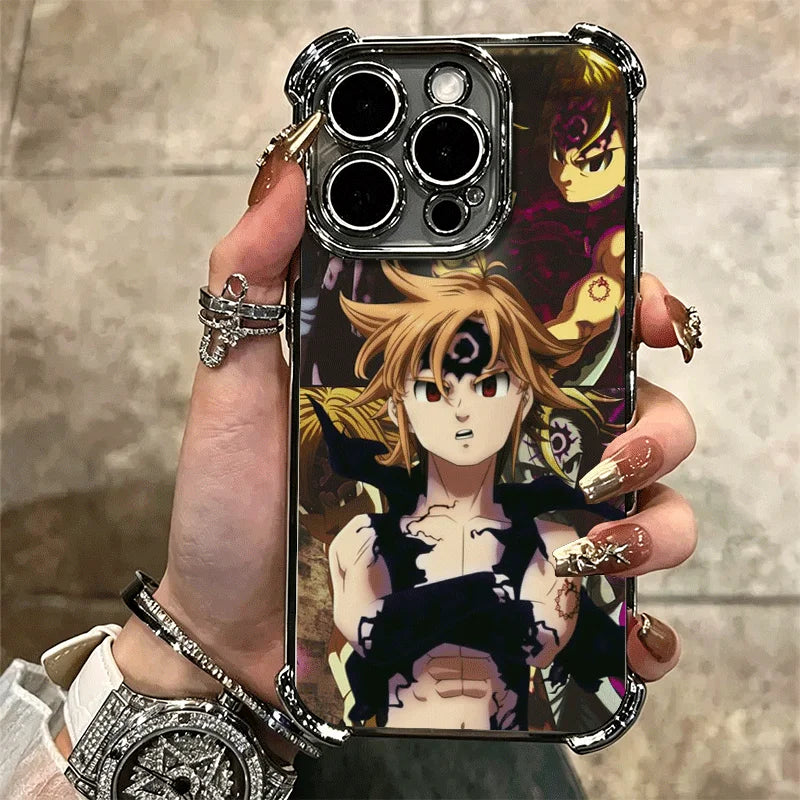 Seven D-Deadlys Sins Meliodas Phone Case For iPhone 15 16 17 Air 14 Pro Max 16E Plus 13 12 Mini Plating Anti-Fall Fundas