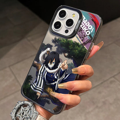 Demon Slayer Iguros Obanaies Phone Case for iPhone 17 Air 16 16e 15 14 Plus 13 12 11 Pro Max X Xs XR 8 Silver Hard Cover