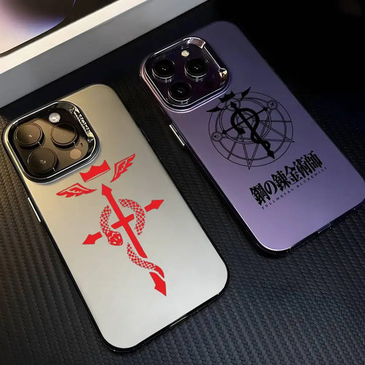 Phone Case F-Fullmetal Alchemist Logo For iPhone 17 16 15 14 13 12 11 Pro Max Black Purple Matte Laser Metallic Aurora Funda